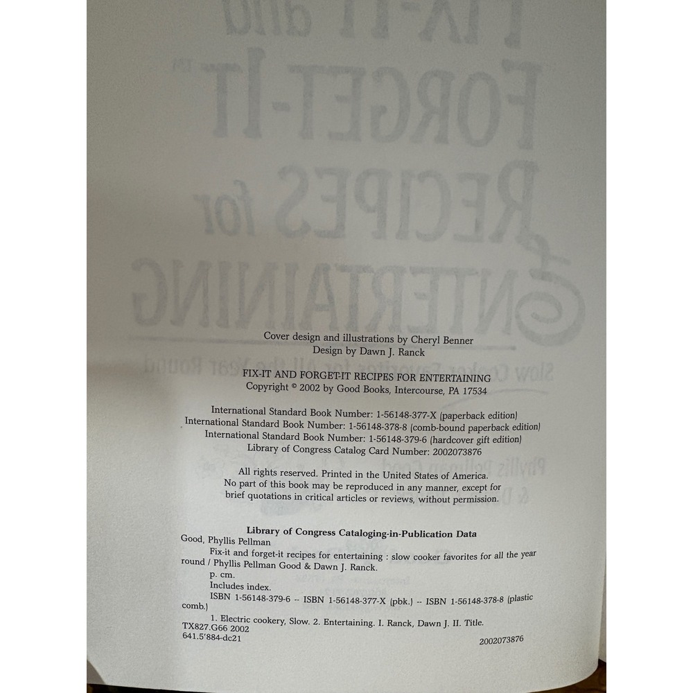 Fix-It and Forget-It Recipes for Entertaining Slow Cooker Cookbook Phyllis Good - Picture 3 of 7